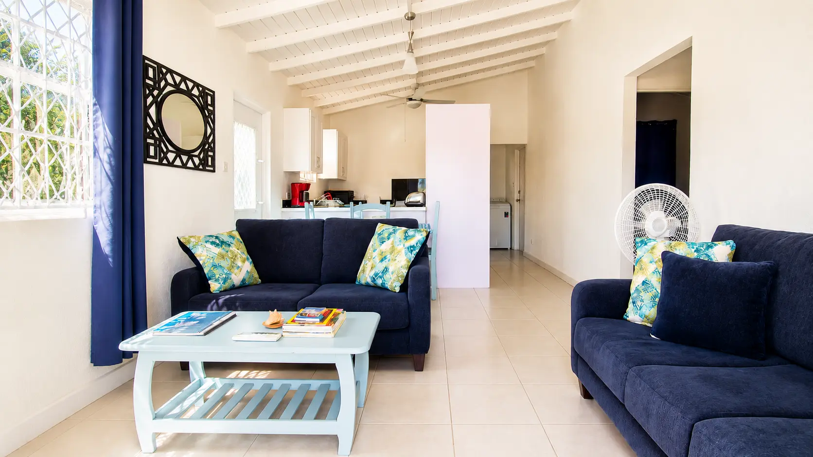Bright living area in a Barbados vacation cottage